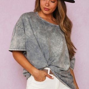 Mineral Washed Knit Cutout Back Top